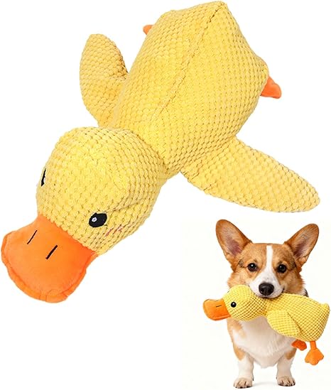 Anti-Stress Duck for Dogs, Squeaky Duck Dog Toy Dog Plush Puppy Toy Dog Cuddly Toy Squeaky Indestructible Soft Small Yellow Ducks Dogs Toys for Puppy Squeaky Plush Toy