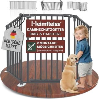 Heimfleiss Baby Fireplace Safety Gate with Safety Lock | Oven Safety Gate for Children and Dogs | Oven Grille Child Protection Made of Steel | Universal Use as Fireplace, Door & Stair Safety Gate
