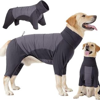 Dotoner Winter Dog Coat with Legs, Elastic Waterproof Dog Jacket, Dog Jumpsuit, Fleece Lining, Warm, Windproof Dog Winter Coat with Harness Hole for Small, Medium and Large Dogs