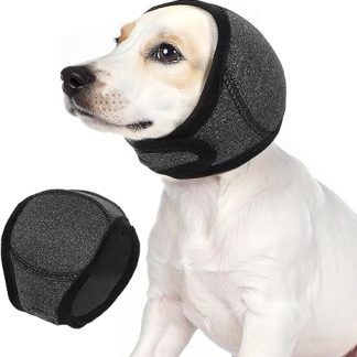 Dog Ear Protection, Noise Reduction and Protection, Soft, Comfortable, Adjustable Pet Earmuffs, Dog Swimming Caps for Anxiety Relief, Calming (Grey/M)