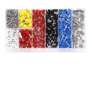 1200PCS/sets/Wire Ferrules Uninsulated Crimp Pin Terminal Kit for Electrical Projects AWG 24-7 8 Sizes Ferrule Crimping Kit (1200pcs)