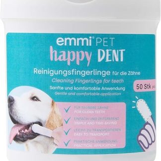Emmi-pet Finger Pads for Teeth Pack of 50 - Disposable Cleaning Finger Cots for Dogs & Cats - Finger Cots for Dental Care & Teeth Cleaning - Gentle Cleaning Without Toothbrush - Healthy Pet Teeth