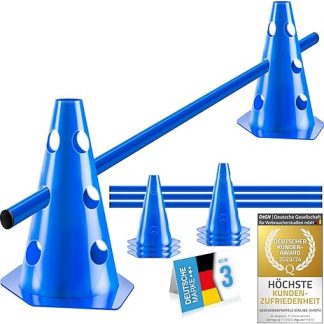 all Pets United® Hurdles Set for Dogs; Agility Training Accessories for Dogs & Horses; Hurdle Set with Bar & Cones for Animals & Football Training; Weatherproof & Stable (3 Sets)