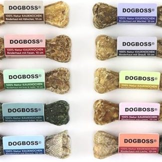 DOGBOSS 100% Natural Chew Bones Especially for Small Dog Breeds (2-10 kg) in Various Flavours (Set of 10 10 cm)