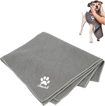 Vileda Pet Pro Mikrofaser-Handtuch M, zur Reinigung und zum Abtrocknen von Haustieren, 45 x 70 cm, Handtuch mit Waffelstruktur, weiches Mikrofaser-Material, für kleine Hunde, Grau