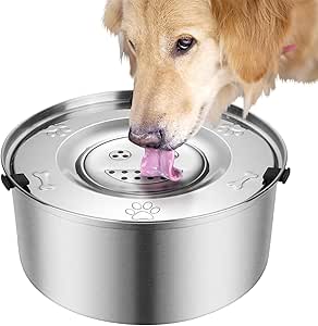 3L Large Water Bowl Dog Without Drooling, Drinking Bowl Dog Anti Slobber, Dog Water Bowl 304 Stainless Steel with Non-Slip Base, Leak-Proof Dog Bowl, Dishwasher Safe