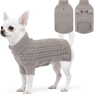 ASENKU Dog Jumper Small Dogs S, Knitted Dog Jumper Winter Warm with Harness Opening, Washable Turtleneck Knitted Jumper Dog Jumper with Legs for Chihuahua, French Bulldog