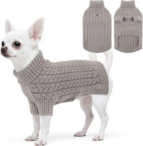 ASENKU Dog Jumper Small Dogs S, Knitted Dog Jumper Winter Warm with Harness Opening, Washable Turtleneck Knitted Jumper Dog Jumper with Legs for Chihuahua, French Bulldog
