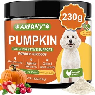 SANTKOL Pumpkin Powder for Dogs - Pumpkin for Dogs with Probiotics, Apple, Cranberry - Rich in Fibre for Intestinal Health, Digestion, Firm Faeces - Also Supports Urinary Tract, Skin & Coat