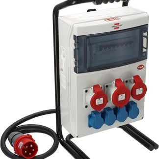 Brennenstuhl Portable Bau-Power Distributor IP44 with FI Circuit Breaker Type B (with 32A CEE Plug, 2 m RN Cable, Sockets: 1 x CEE 400 V/32 A, 2 x CEE 400 V/16 A, 4 x Protective Contact 230 V, Made in