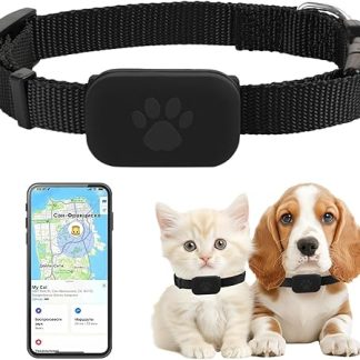 FLITI GPS Tracker Cat, Waterproof Bluetooth Pet Locator, GPS Tracking with Adjustable Collar, Long Battery Life, Compatible with iOS and Android, No Subscription, for Dogs and Cats (Black)