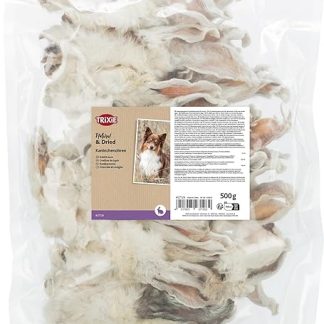 TRIXIE Rabbit Ears with Fur, Dried Dog Snack, Perfect for Chewing, 500 g, 27126