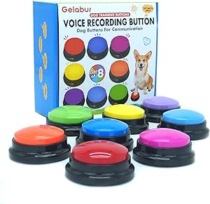 Gelabur Set of 8 Dog Buttons for Communication, Voice Recordable Buttons for Classroom, Dog Training Talking Buttons Starter Set, Pet Easy Talking Buttons Tools