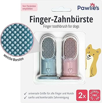 Pawlie's Toothbrush for Dogs and Cats, Practical Dog Toothbrush Fingerling for Dental Care, Teeth Brushing Dog, Cat & Dog Toothbrush, Puppies, Dog Dental Care (Pack of 2)