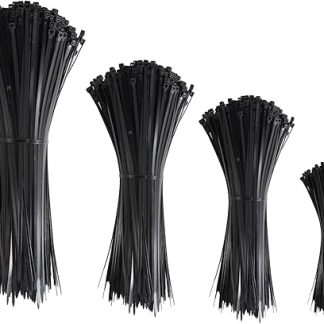 Cable Ties Black Set 100/150/200/300 mm, Pack of 200, Cable Ties UV-Resistant for Indoor and Outdoor Use TASKTACKER