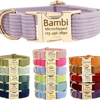 Dog Collar with Name and Phone Number Adjustable Personalized with Metal Buckle Cute Dog Collar for Small Medium Large Dogs