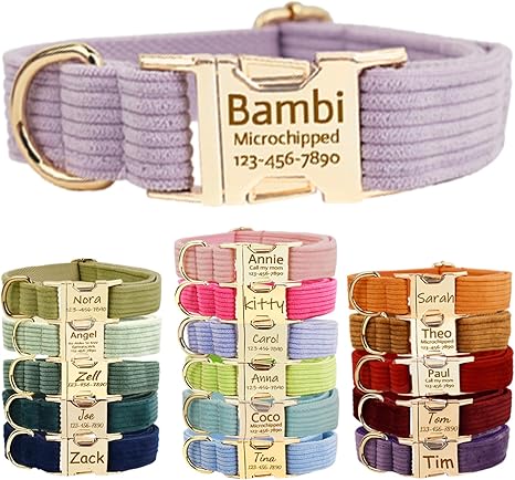 Dog Collar with Name and Phone Number Adjustable Personalized with Metal Buckle Cute Dog Collar for Small Medium Large Dogs