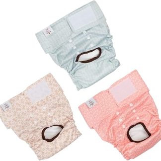 Cutebone Washable Dog Nappies for Female Dogs, Pack of 3, Reusable Dog Nappies, Highly Absorbent Premium Nappies for Dogs, D16L-DE