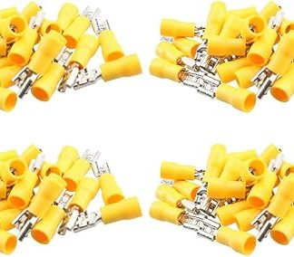 5 mm Female Yellow Electrical Cable Wire Spade Terminals Crimp Connector 100pc