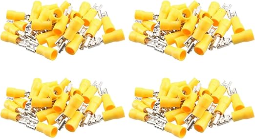 5 mm Female Yellow Electrical Cable Wire Spade Terminals Crimp Connector 100pc