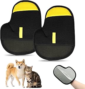 ZABARE Pack of 2 Pet Hair Remover Gloves, Hair Removal Gloves, Grooming Gloves, Electrostatic Pet Hair Remover, Reusable Dog & Cat Brush Tool for Couch, Furniture