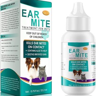 22 ml Pet Ear Mite Cleaning Solution, for Dogs and Cats, Relieves Itching, Fights Ear Mites & Cleans Ears, Cleans & Soothes Irritated Ears, Against Bad Odours