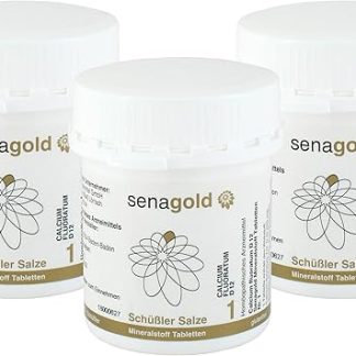 Senagold Schüssler Salts No. 1 - Calcium Fluoratum D12 - The Salt of Connective Tissue, Skin and Joints - Gluten Free - Made according to Homeopathic Pharmacopoeia in Germany - 3 x 400 Tablets