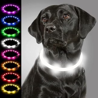 Joytale Light Collar Dog USB Rechargeable Dog Collar Luminous for Large Medium Small Dogs and Puppies, LED Collar with 3 Modes for Safety, White