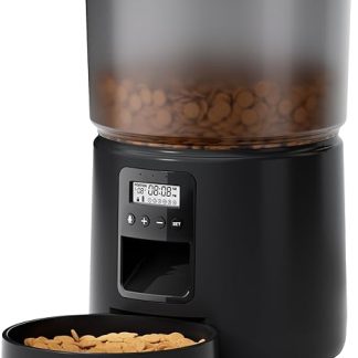 Automatic Cat Feeder - Cat Food Automatic with Programmable Timer - 1-6 Meals a Day - Dog Feeder with Press Lid and 10s Recording Function - 3 L