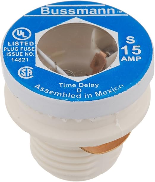 Bußmann Tamper Proof Plug Fuse Dual Element Type S 15 Amp 125V Industrial Strength Box/4