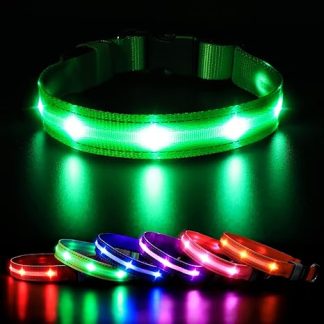 MASBRILL Luminous Dog Collar Bright Rechargeable LED Collar for Small Medium Large Dogs Adjustable Waterproof with 3 Lighting Modes for Night Walks
