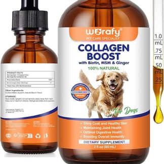 Collagen Dog 60 ml, Liquid Collagen for Dogs, Liquid Collagen for Dogs Joints, Skin and Coat, Dog Collagen with Biotin & MSM, Supports Itchy Skin Relief and Digestive Health
