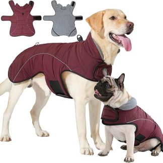 HEYWEAN Dog Coat, Waterproof, Warm, Winter Dog Jacket, Fleece Dog Jumper, with D-Ring, Reflective, Winter Jacket, for Small, Medium, and Large Dogs