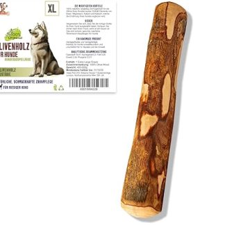 Olive Wood Chew Bone for Dogs XL — 1 Piece Natural Chew Wood & Wooden Bone as Dog Toy, for Extra Large Dogs Over 35 kg, Dental Care, Durable & Chew Toy Dog