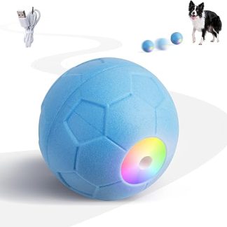 Pet Prime Robust Electric Dog Ball with Irregular Rolling & Coloured Lights - Chew Resistant ETPU Football, Fast Charging, IPX65 Waterproof - Funny Interactive Dog Toy