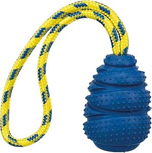 Trixie Jumper on Rope - Floating Rubber Dog Toy for Fetch - 9 cm / 30 cm Lime, Motivational Toy for Dogs to Throw & Pull - 32828