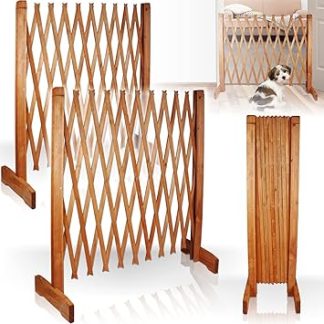 Set of 2 Dog Fence Adjustable Freestanding Barrier Barrier Door Gate Protective Gate