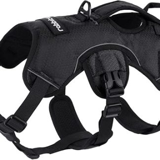 Rabbitgoo No-Pull Dog Harness with Carry Handle for Dogs, Reflective Harness, Adjustable Dog Vest for Outdoor Training, Safe Control, Padded, Black, m