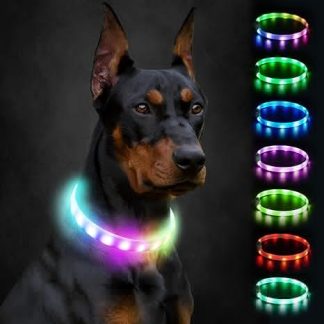 Joytale Luminous Dog Collar Luminous Rechargeable Length Adjustable LED Dog Collar with 9 Light Modes, Rainproof Dog Light Collar for Small Medium Large Dogs, 70 cm