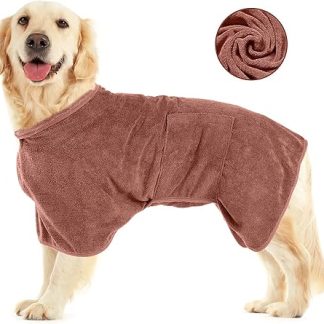 Dog Bathrobe, with Velcro Fastening, Quick-Drying Bath Towel, Very Absorbent, Adjustable Collar and Waist Dog Bathrobe, Large, Dryup Cape Dog, Suitable for Large and Medium Dogs