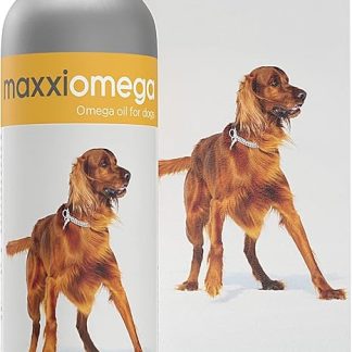 maxxiomega omega oil for dogs for healthy skin & shiny coat – Easy to use pump – No fishy smell - Omega 3, 6 & 9, plus Vitamins and Biotin - Liquid canine supplement 296 ml