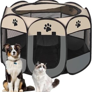 Lighterday Portable Puppy Run, Puppy Playpen, Dog Box, Foldable Cat Enclosure, Waterproof Oxford Cloth Playpen Dog, Cat Cage, Dog Cage for Cats, Dogs, Rabbits (Grey, S, 8)