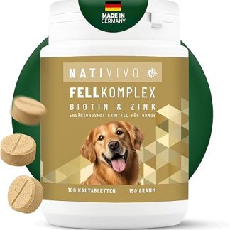 NATIVIVO Dog Grooming - Itching Dog Grooming - Fur Complex Biotin & Zinc - Supports Itching - Biotin for Dogs Shiny Coat - 100 Tablets Dietary Supplement for Dogs
