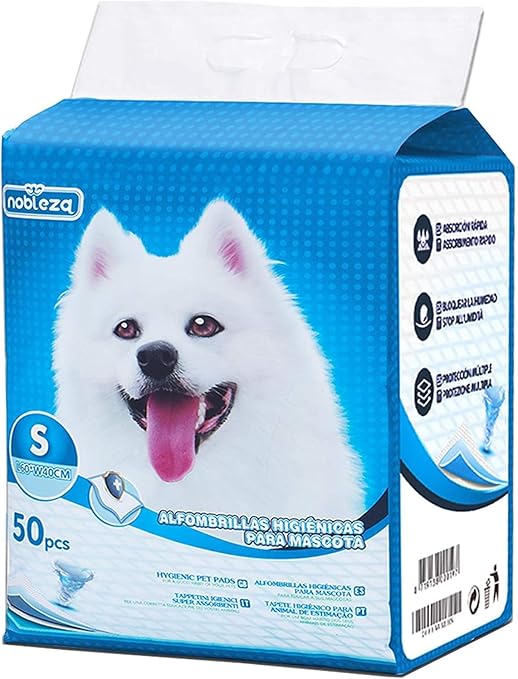 Nobleza 100/50 x Ultra-Absorbent Dog Training Pads, Puppy Toilet Mat, 60 x 60 cm / 60 x 40 cm Pack of 100 / 50 Pieces, 50 pieces.