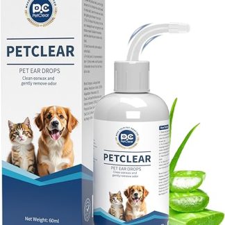 PETCLEAR Ohrenreiniger Hund, mit biegbarem Applikator, Nicht reizend Hund Ohrentropfen stoppen Ohren Entzündungen und Juckreiz, um Ohrgeuch, Schmutz und Müll zu beseitigen, 1 Flasche 60 ml
