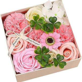 Artificial Flowers Luxury Beautiful Rose Carnation Flower Stem Oil Soap for Flower Soap, Anniversary/Birthday/Wedding/Valentine's Day Soap Flower Box