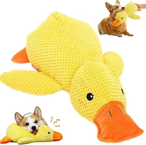Anti-Stress Duck Dog, Interactive Dog Toy, Indestructible, Squeaky Toy, Dog Cuddly Toy, Anti-Stress Duck for Dogs, Dog Toys for Small, Squeaky Plush Toy for Small, Medium