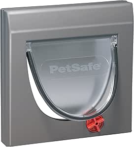 PetSafe Staywell Classic Cat Flap, 4 Closure Options, Magnetic Closure, for Wood, Glass, PVC, Brick Walls, Easy to Install, Weatherproof, with Tunnel, Silver, White