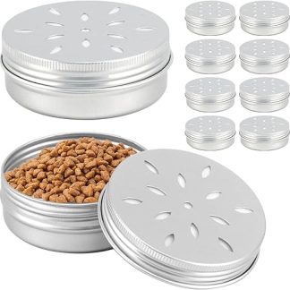 QWORK® Set of 10 Aluminium Dog Fragrance Tins with Ventilation – 60 ml Odour Container for Sniffing Dogs – Dog Training Accessories
