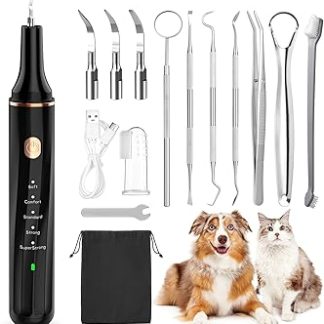 Petbank Ultrasonic Teeth Cleaner for Dogs and Cats, Dental Cleaner for Pets, Dental Care Set, Teeth Cleaning and Cleaning Set for Dogs and Cats, 5 Cleaning Modes, 4 Cleaning Heads